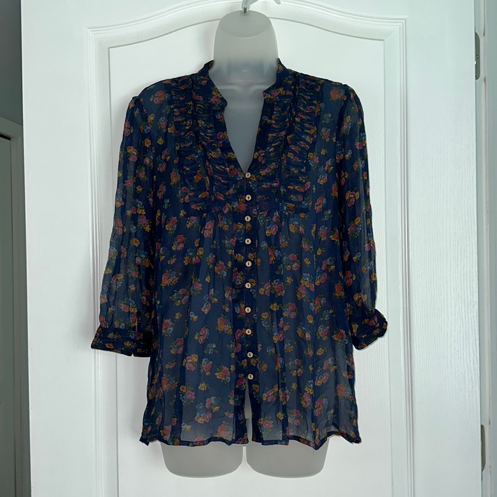 Joie Sheer Floral Boho Top